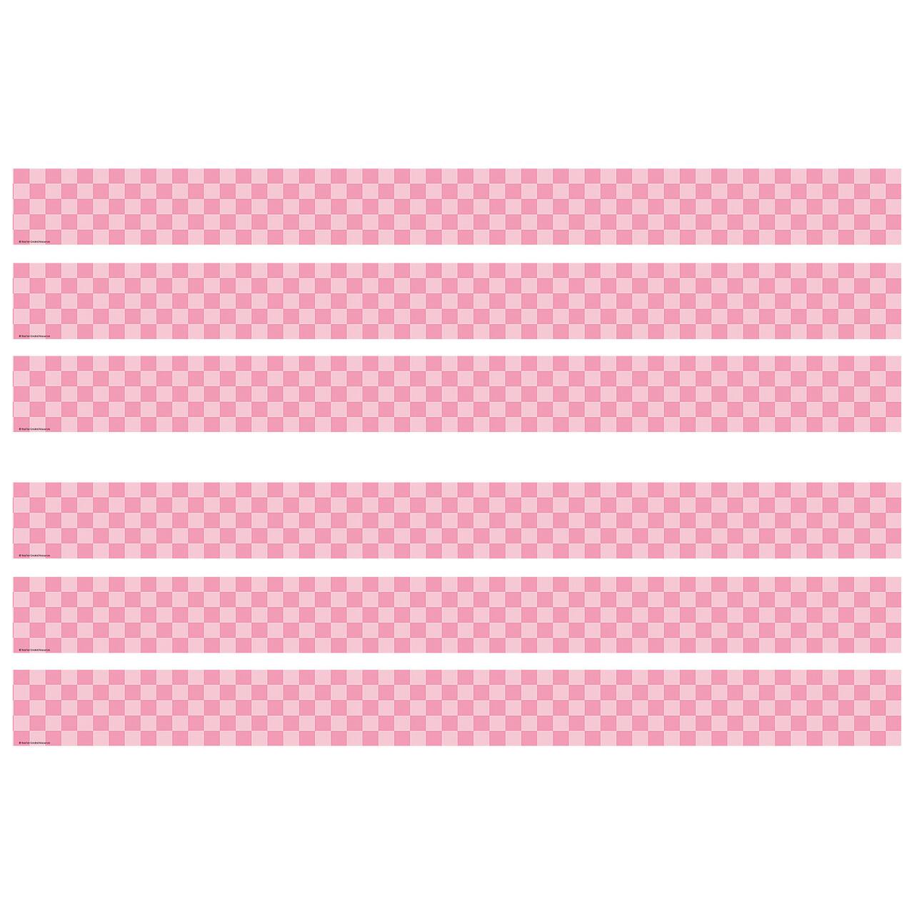 Teacher Created Resources® Cool for School Pink Checkers Border Trim, 6 Packs of 12
